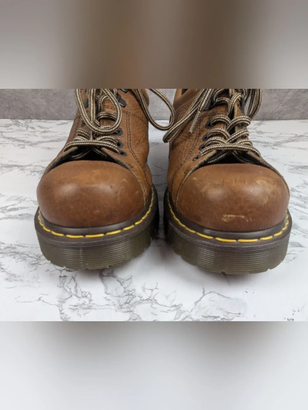 Vintage Dr. Martens Chunky Brown Leather Oxfords Lug Sole 90s Y2K